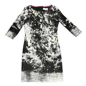 J Howard Women's Black‎ White Abstract 3/4 Sleeve Sheath Dress Size 10
